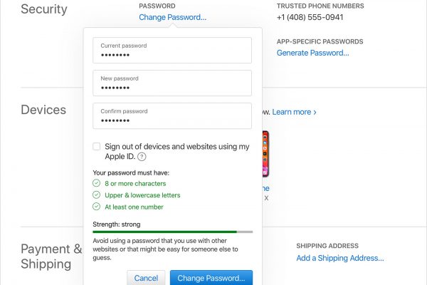 apple id password change